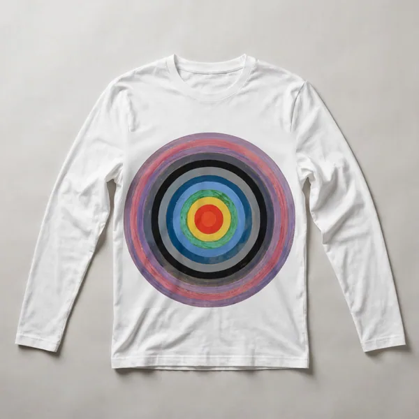 Concentric rings in pink and cream tones, White front view