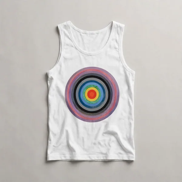 Concentric rings in pink and cream tones, White front view