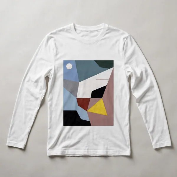 Pale geometric shapes with subtle shadows, White front view