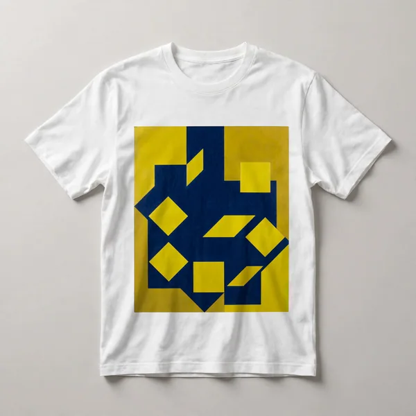 Navy and yellow geometric shapes