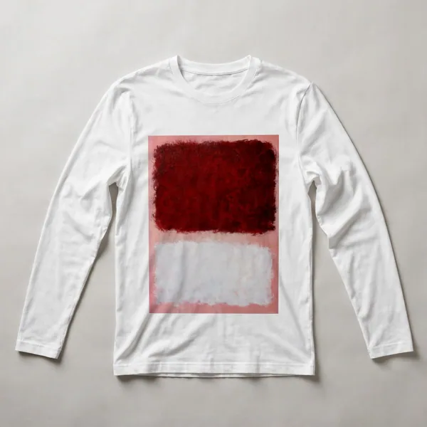 Burgundy and cream color gradient, White front view