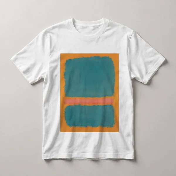 Teal upper, orange lower divided composition