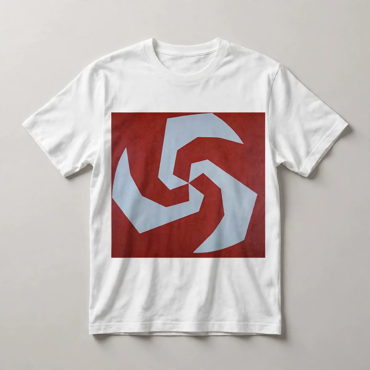 Red and white spiral pattern, White front view