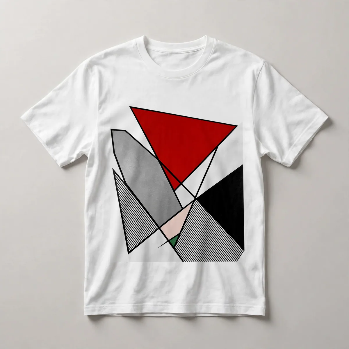 Black with red and white diagonals, White front view