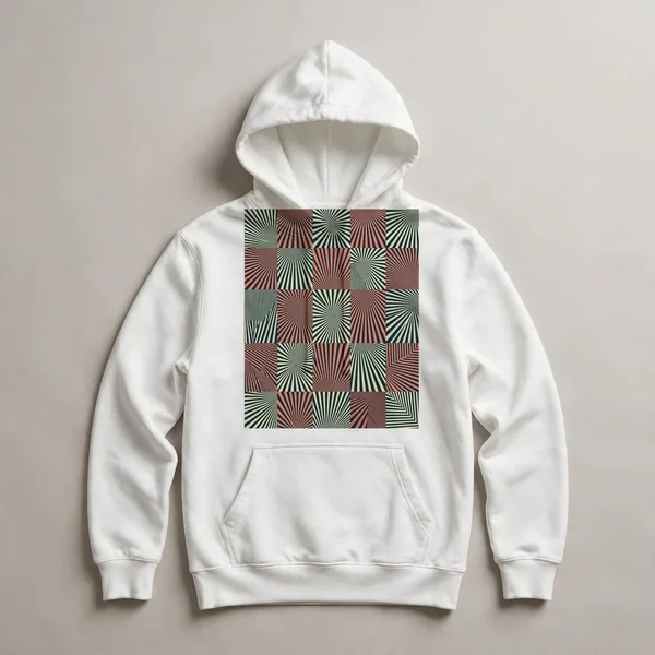 Red and white radiating concentric pattern, White front view