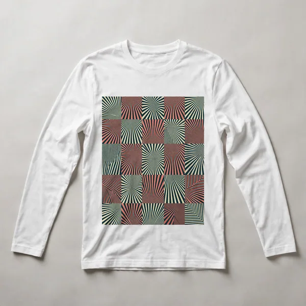Red and white radiating concentric pattern, White front view