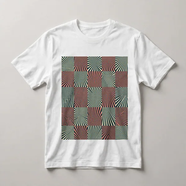 Red and white radiating concentric pattern