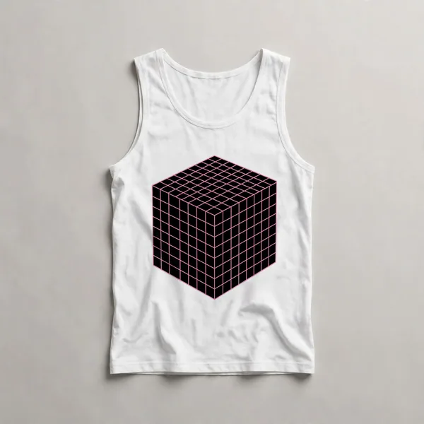 Pink and magenta geometric division, White front view