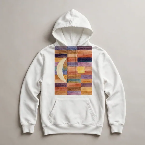 Brown and orange wavy horizontal forms, White front view