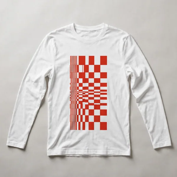 Red and black checkerboard grid, White front view