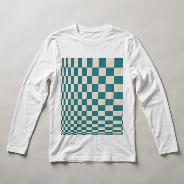 Teal checkerboard in single color family, White front view