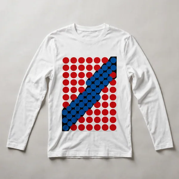 Red with white radiating concentric pattern, White front view