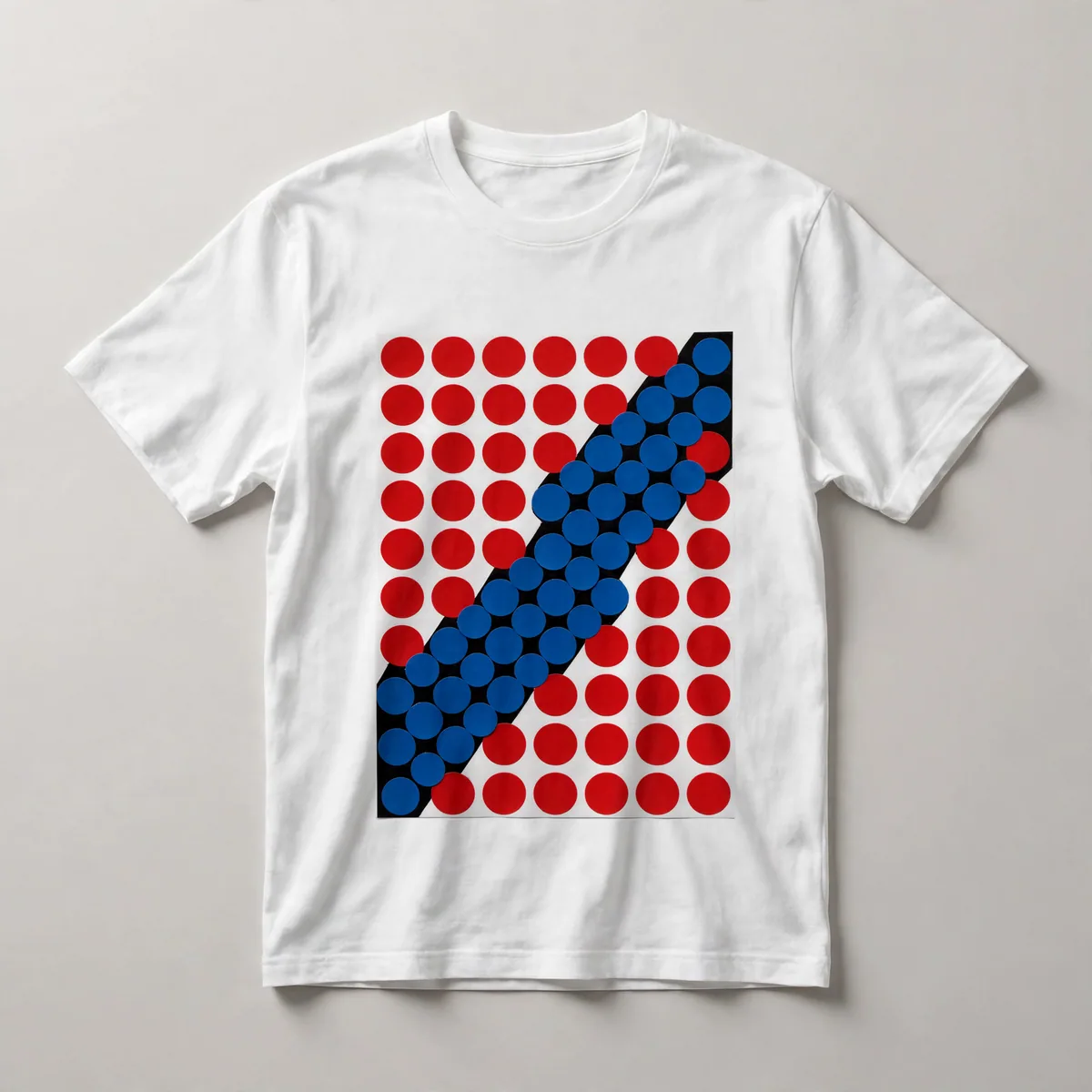 Red with white radiating concentric pattern, White front view