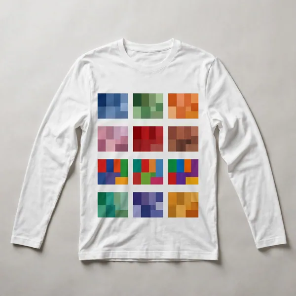 Red geometric line composition, White front view