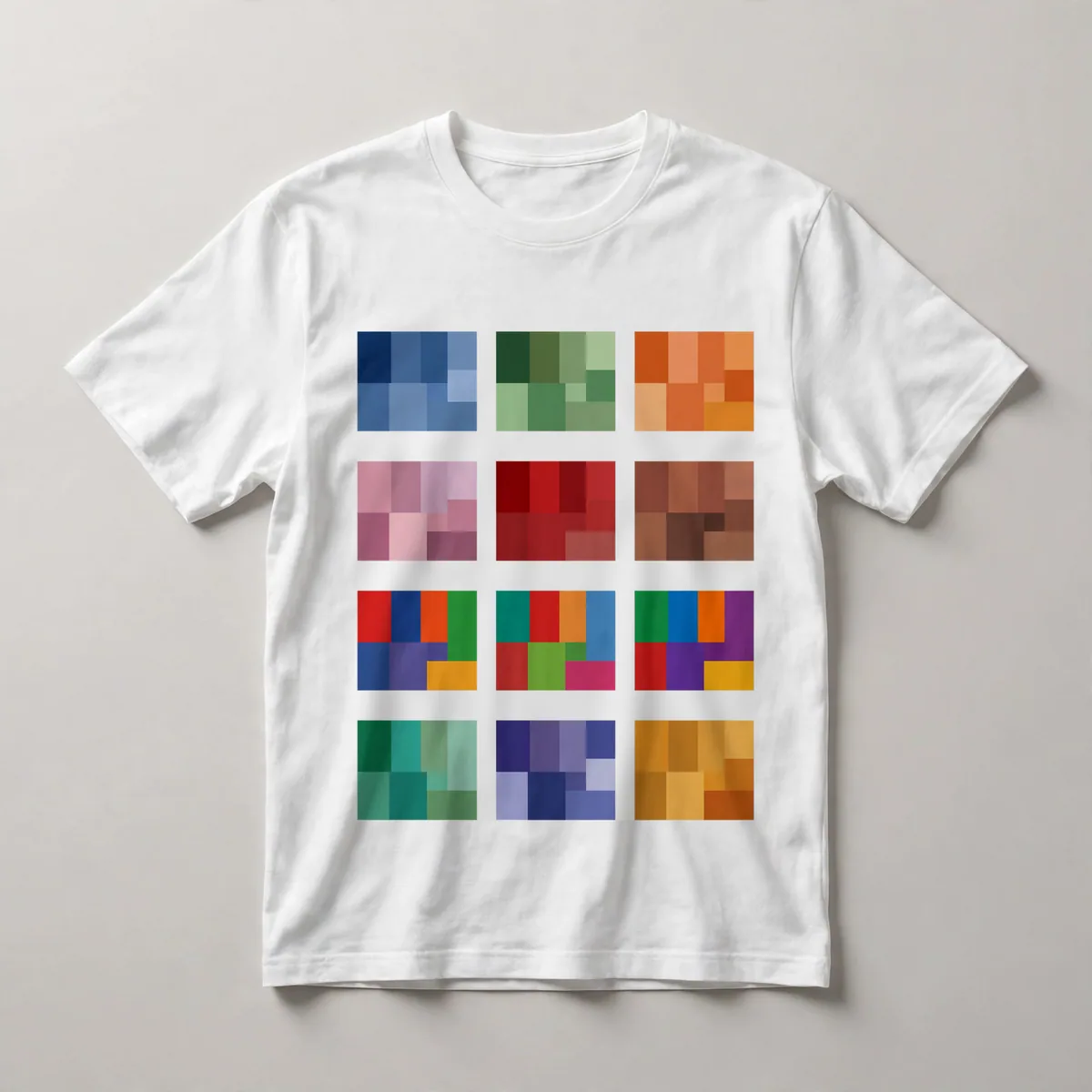 Red geometric line composition, White front view
