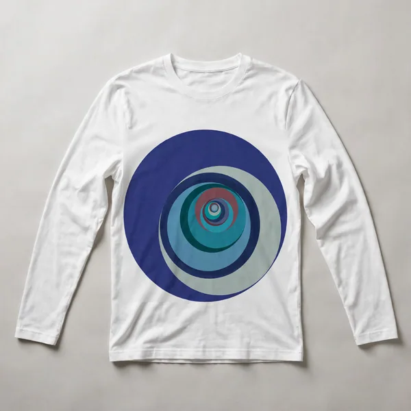 Navy blue geometric composition, White front view