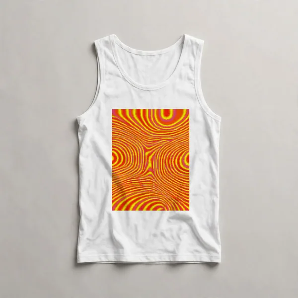 Yellow with organic curved shapes, White front view