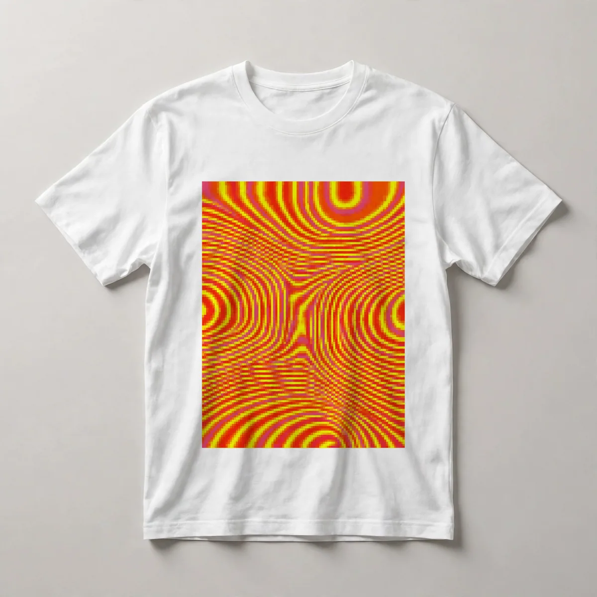 Yellow with organic curved shapes, White front view