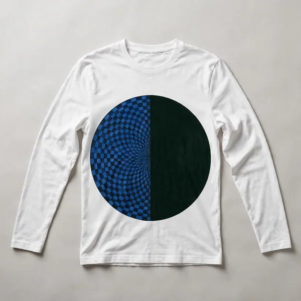 Navy with geometric linear pattern, White front view