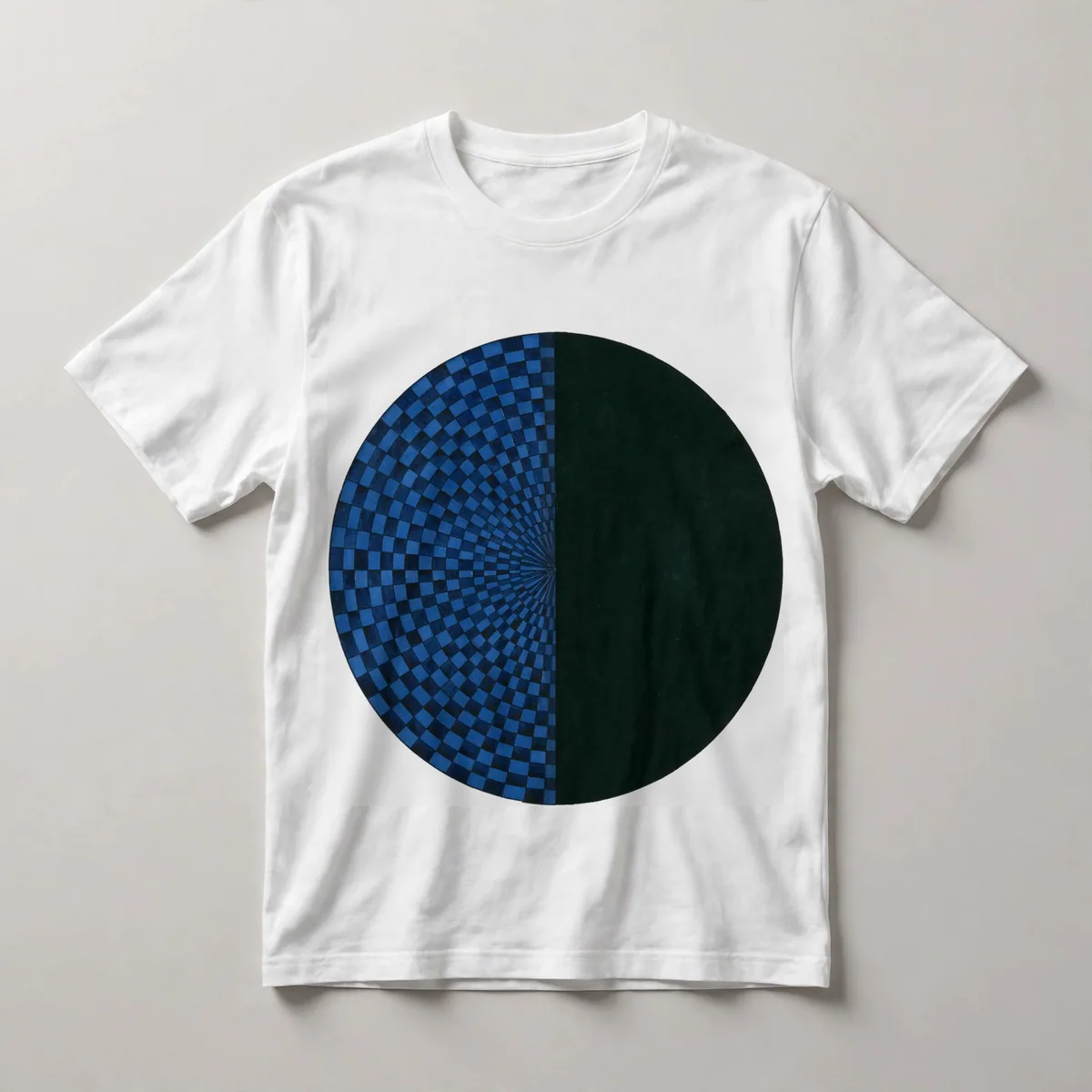 Navy with geometric linear pattern, White front view