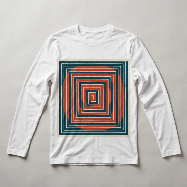 Red with geometric line structure, White front view