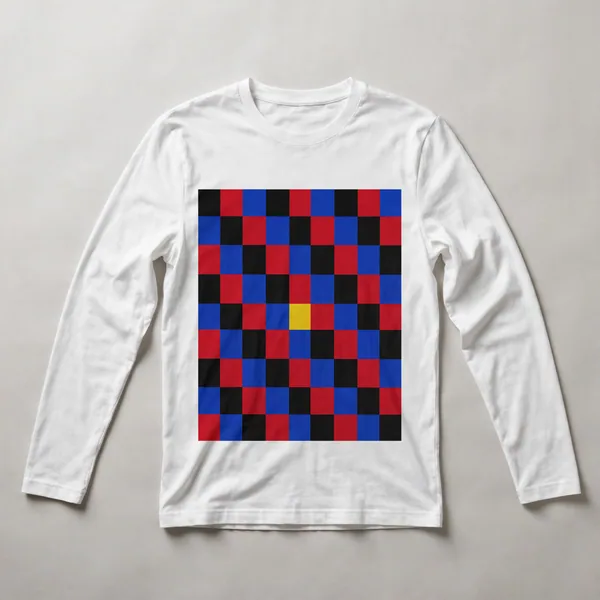 Blue and red checkerboard pattern, White front view