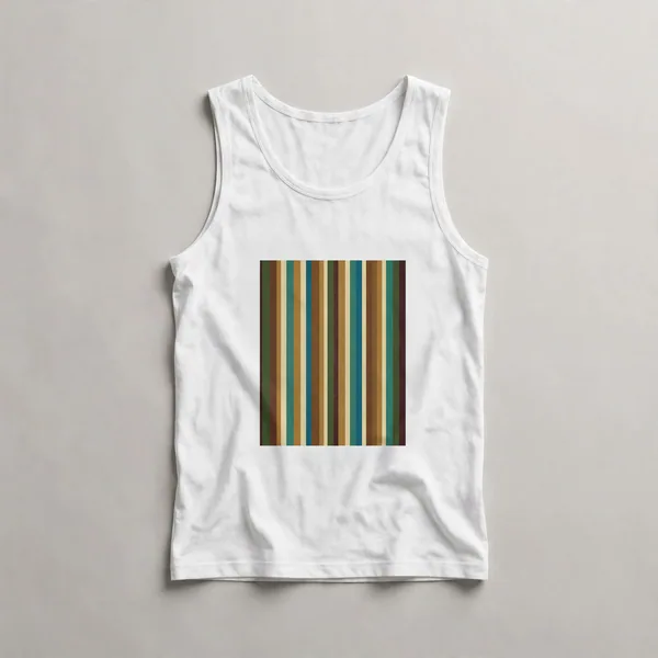 Orange and neutral vertical stripes, White front view