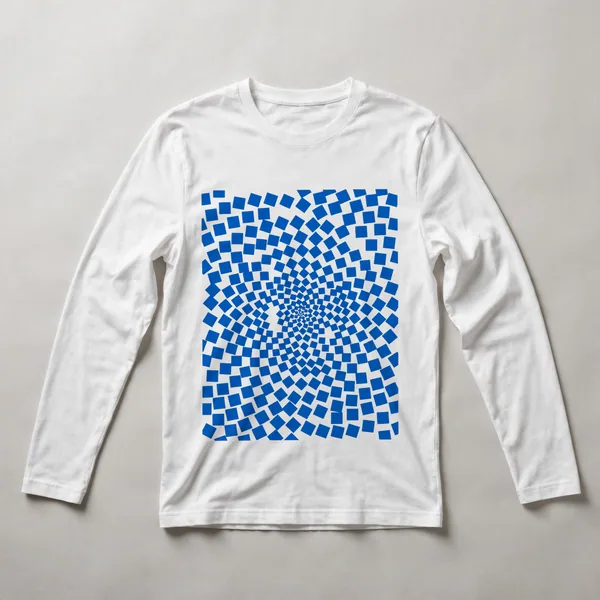Teal monochromatic concentric circles, White front view