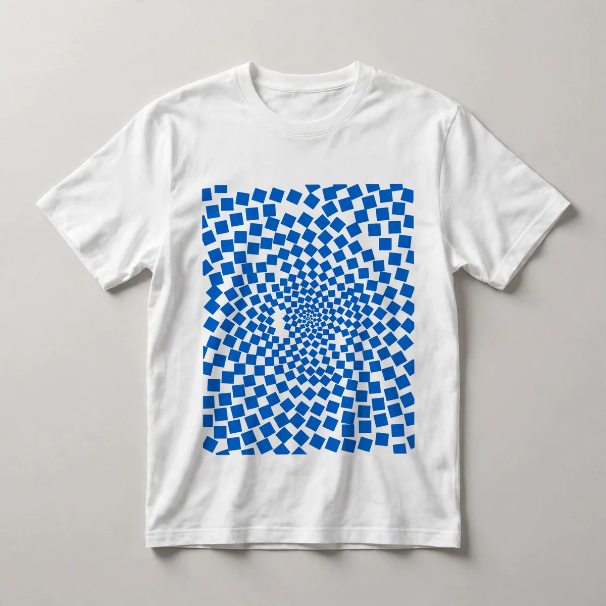 Teal monochromatic concentric circles, White front view