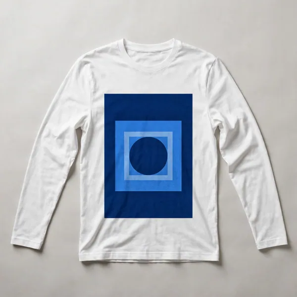 Navy blue monochromatic composition, White front view