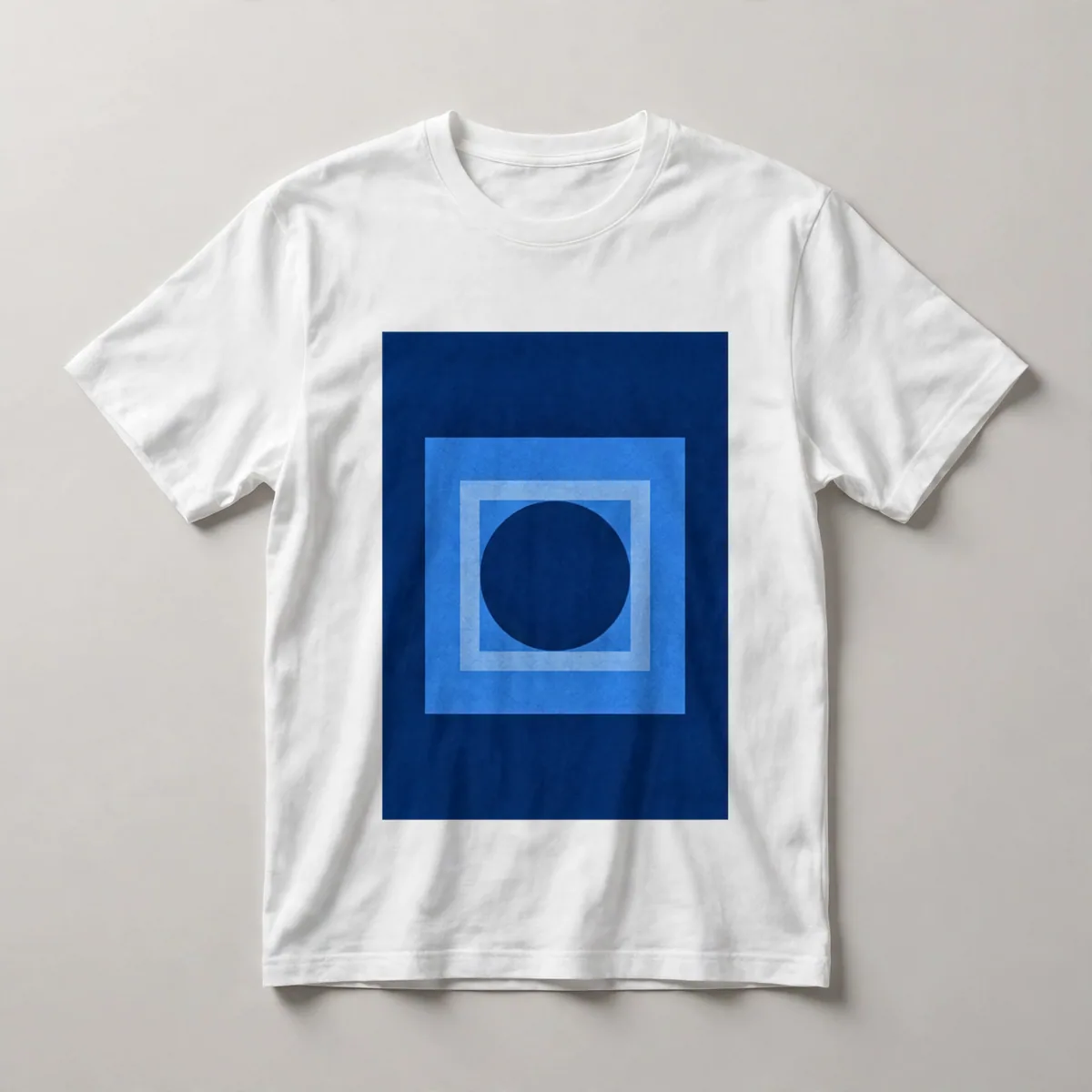 Navy blue monochromatic composition, White front view