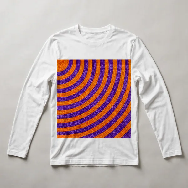 Orange with geometric pattern, White front view