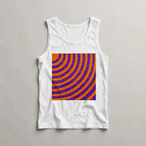Orange with geometric pattern, White front view