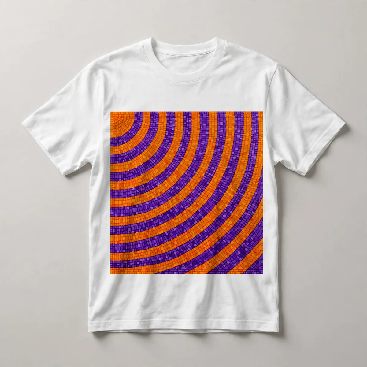 Orange with geometric pattern, White front view