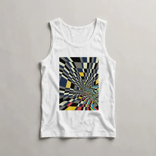 Bright yellow organic forms, White front view