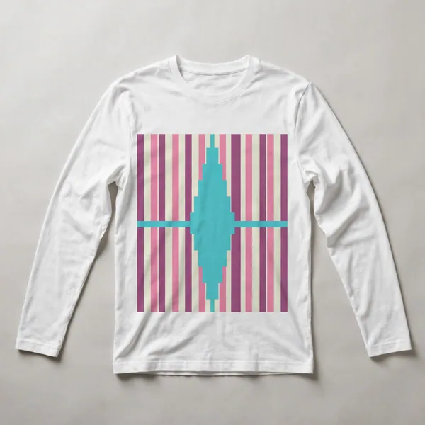 Soft pink and cream vertical stripes, White front view