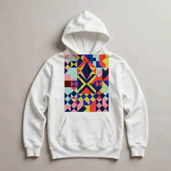 Red with geometric pattern structure, White front view